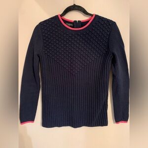 Talbots size small Navy Sweater with Pink Accents, Coastal grandma, old money
